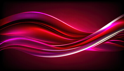 Naklejka premium Abstract Shiny neon glass translucent wavy composition with gradient transition, maroon red magenta elegant clean background - generative AI.