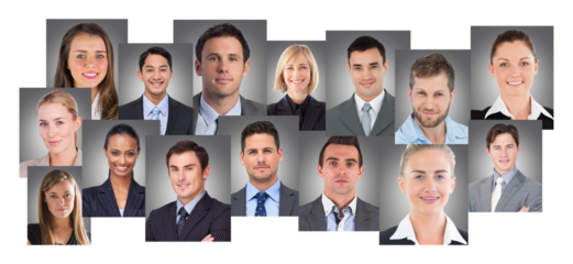 Smiling multiethnic people portraits and faces