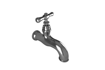 High angle view of metallic faucet 
