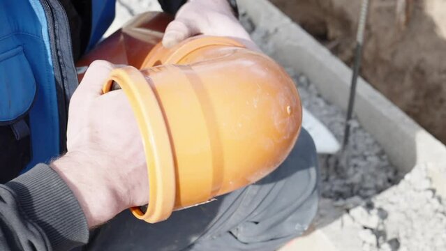 plastic PVC pipes for the construction of rain and waste sewerage and water supply. construction of a new house