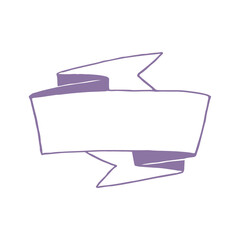 Handdrawn banner scroll symbol, hand painted with thin line. Png clipart isolated on transparent background