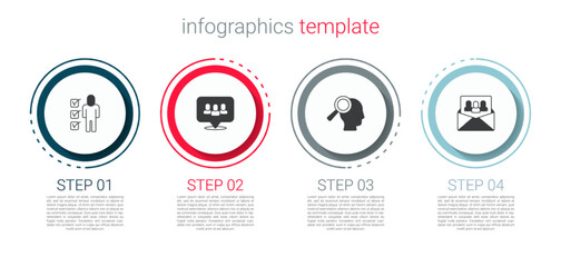 Set Resume, Project team base, Magnifying glass for search job and . Business infographic template. Vector