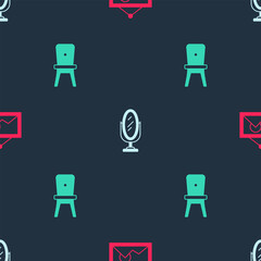 Set Picture, Mirror and Chair on seamless pattern. Vector