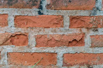 Parede velha de tijolos cerâmicos parede textura background gasta antiga construção rústica vermelha