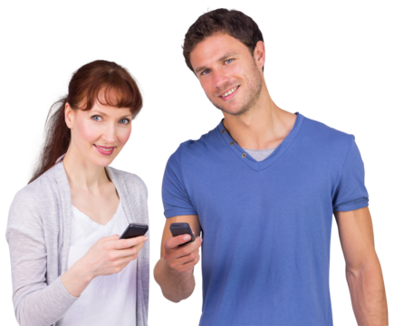 Couple using their mobile phones