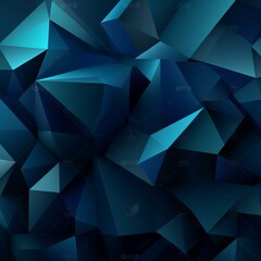 Fototapeta premium Modern dark blue abstract background. Minimal. Color gradient. Web banner. Wide. Long. Geometric shapes, lines, triangles. Design. Futuristic. Cut paper or metal ... Generative AI