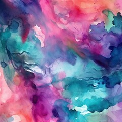 Abstract watercolor. Purple pink blue teal background. Colorful art background with space for design. Web banner. Christmas, valentine, mother's day, holiday concept. Generative AI