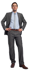 Serious businessman with hands on hips