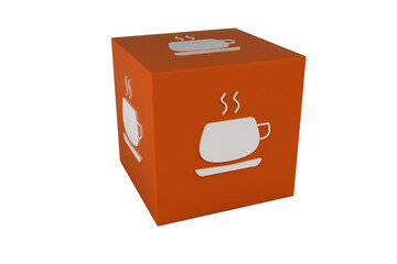 Coffee icon on cube