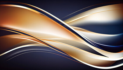 Abstract Shiny neon glass translucent wavy composition with gradient transition, blue beige white elegant clean background - generative AI.