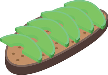 Slices avocado toast icon isometric vector. Vegetarian slice. Natural lunch