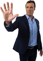 Businessman touching the invisible screen