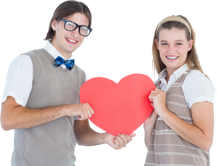 Geeky hipsters smiling at camera