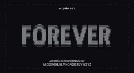 forever Abstract Fashion Best font alphabet. Minimal modern urban fonts for logo, brand, fashion, Heading etc. Typography typeface uppercase lowercase and number. vector illustration full Premium look