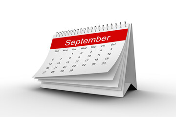 September month on 3d calendar