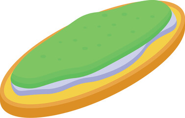 Natural avocado toast icon isometric vector. Wheat food. Lunch piece