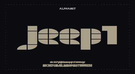 jeep1 Abstract Fashion Best font alphabet. Minimal modern urban fonts for logo, brand, fashion, Heading etc. Typography typeface uppercase lowercase and number. vector illustration full Premium look
