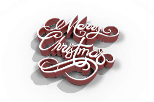 Merry Christmas text in red and white color