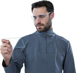 Man holding glass sheet