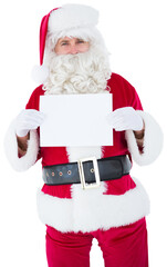 Smiling santa claus holding page