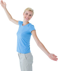 Fototapeta premium Blonde woman standing arms outstretched
