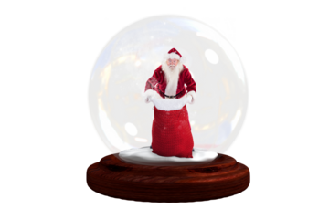 Santa holding open sack snow globe