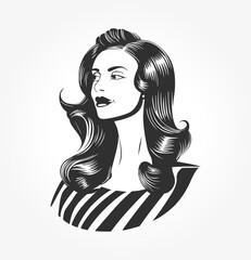 Stylish silhouette vector graphic of a woman hairstyle. Perfect for hair salons and beauty brands