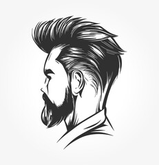 Stylish silhouette vector graphic of a man's hair. Perfect for barbershops and hair salons
