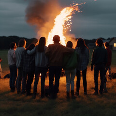 Fototapeta na wymiar people at a bonfire