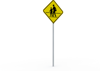 Pedestrian crossing sign over white background