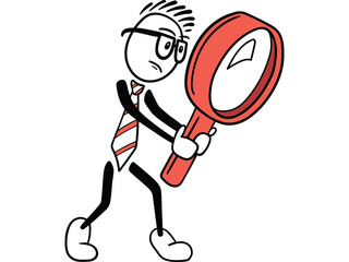 Male holding magnifying glass
