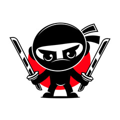 Ninja warrior icon. Simple black ninja head logo illustration