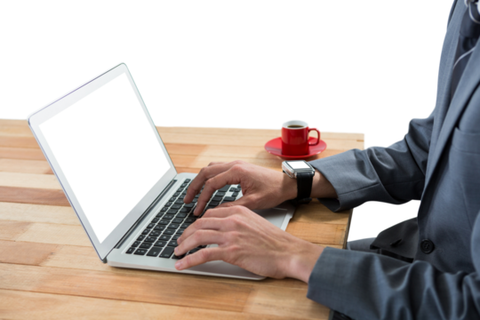 Businessman using laptop