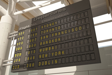 Departures board in airport