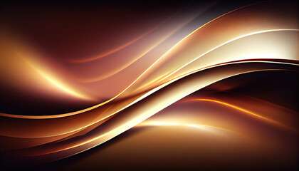 Fototapeta premium Abstract Shiny neon glass translucent wavy composition with gradient transition, beige blue brown elegant clean background - generative AI.