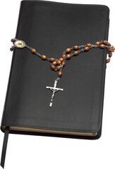 Fototapeta premium Close-up of bible with rosary beads 