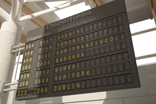 Departures board in airport