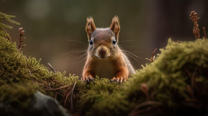 Naklejka na ściany i meble little squirrel wild life, adorable, cute,