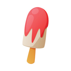 Sweet Ice Cream on Stick as Fast Food Dessert Vector Illustration