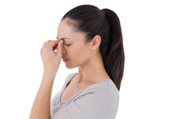 Brunette suffering from migraine 