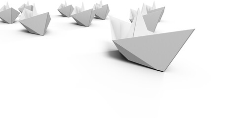 Composite image of paper boats