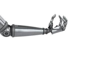 Rolgordijnen Three dimensional of chrome robot hand © vectorfusionart