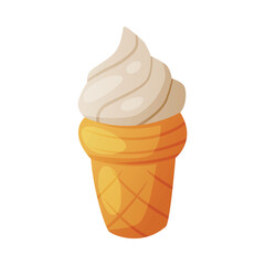 Sweet Ice Cream in Waffle Cup as Fast Food Dessert Vector Illustration