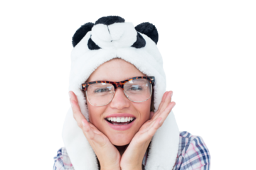 Geeky hipster smiling at camera