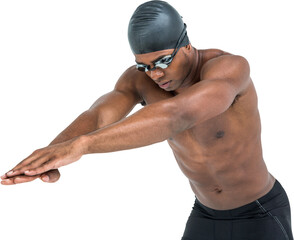 Swimmer in diving posture