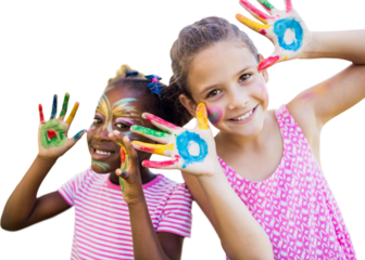 Smiling girls with face paint 