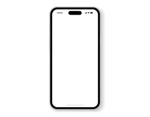 3D realistic high quality smartphone mockup with isolated background. Smart phone mockup collection. Device front view. 3D mobile phone with shadow on white background.