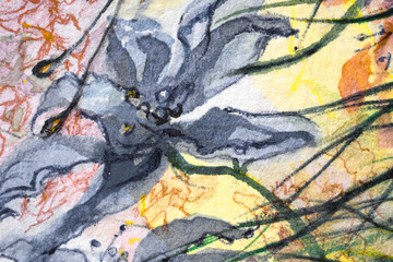 Wild blue fowers closeup, watercolor on white background.