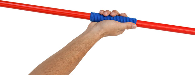 Male athlete holding javelin