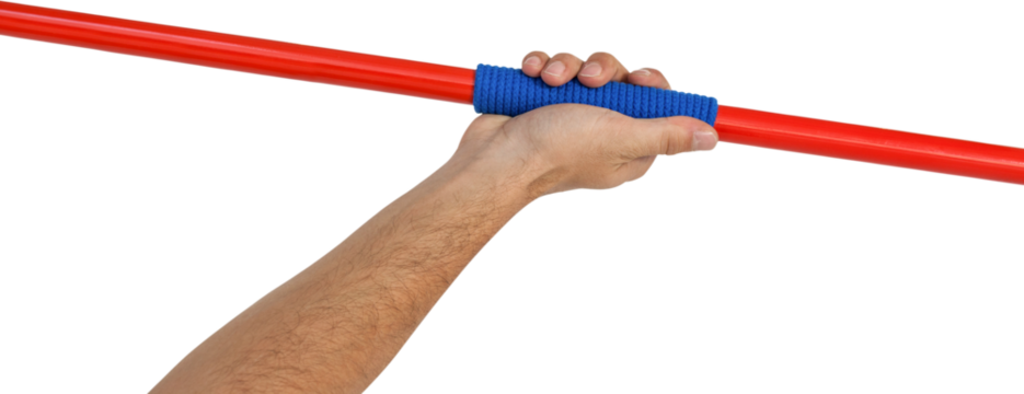 Male athlete holding javelin